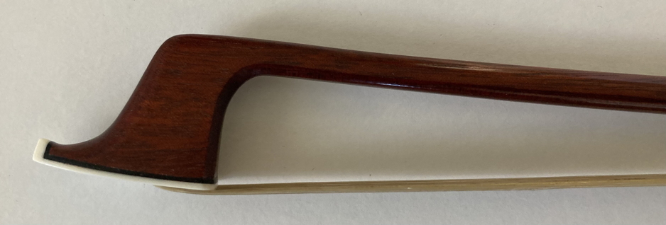 Tip view of frog of #41 cello bow by Jeffrey Krieger